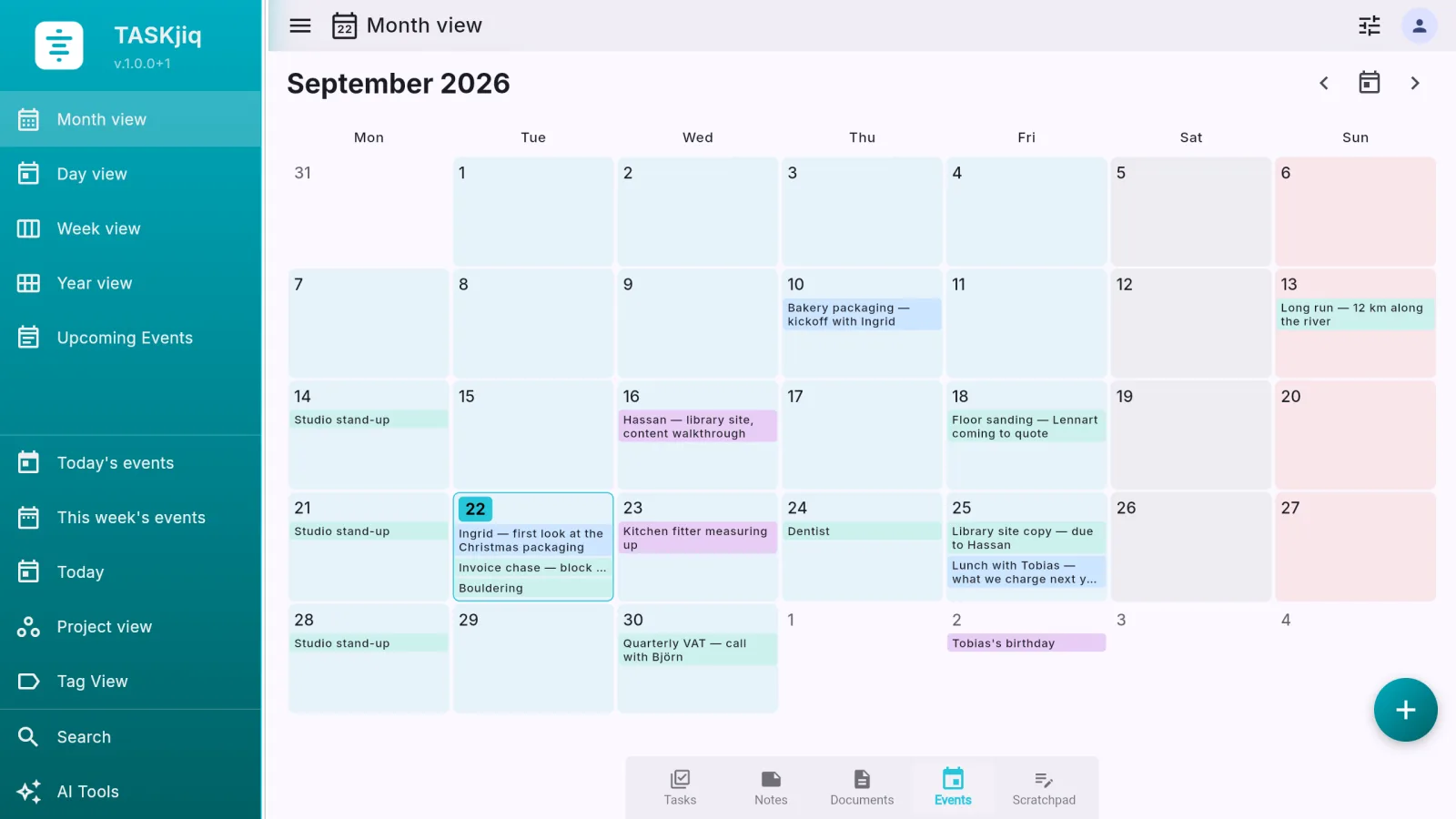 TASKjiq: The month view, with the week’s events