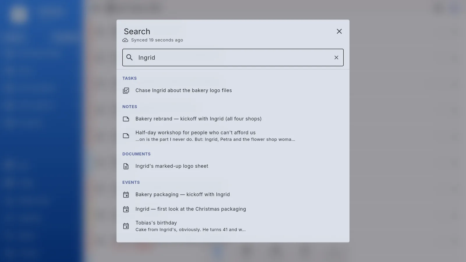 TASKjiq: One search across tasks, notes, documents and events