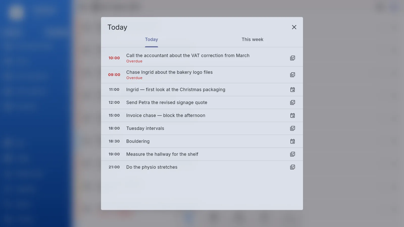 TASKjiq: Today: the day’s tasks and events in one list